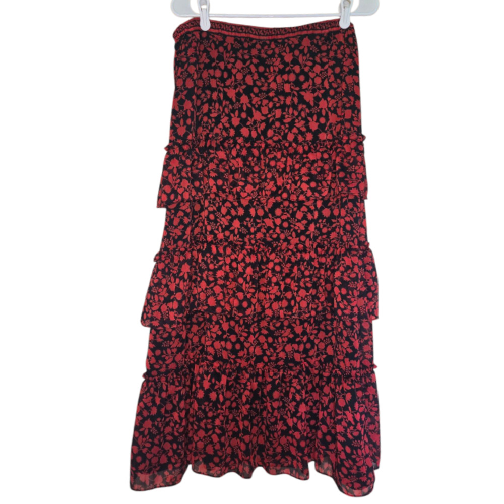 Chelsea and Violet Ruffled Tiered Floral Print Skirt Size Large - Picture 1 of 4